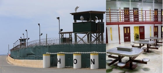 Exterior and interior of Guantanamo prison